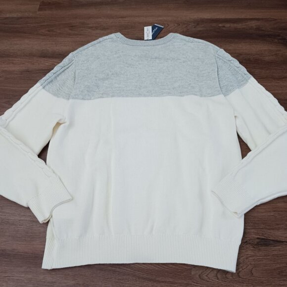 New NAUTICA Men's MARSHMALLOW COLOR BLOCK Cable Knit Sweater XL - Picture 6 of 6